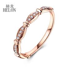 HELON-Anillo de boda con diamantes naturales para mujer, sortija fina de oro rosa/blanco/amarillo de 18K, redondo de 0,10 quilates 2024 - compra barato
