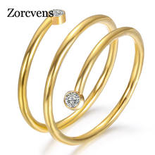 ZORCVENS Золото Серебро Цвет многослойный Кристалл Циркон кольца женский палец кольцо из нержавеющей стали для женщин 2024 - купить недорого