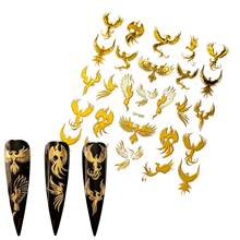 1pc Nail Art Sticker Sheet Gold Color Phoenix Dragon Peacock Shape Sticker Manicure 2024 - buy cheap