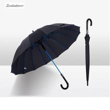Paraguas curvado de mango largo, sombrilla grande de 16k, superimpermeable, de tela, refuerzo, resistente al viento, semiautomático 2024 - compra barato