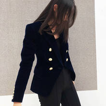 high quality velvet suit blazer dress women's Suits jacket autumn winter elegant blue velvet suit jacket Short blazer feminino 2024 - buy cheap