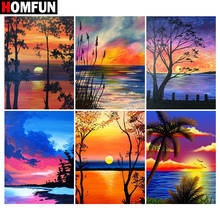 HOMFUN Full Drill Diamond Painting "Dusk sea landscape" DIY Picture Of Rhinestone 5D Diamond Embroidery Cross Stitch Decor 2024 - buy cheap