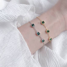 Silvology 925 prata esterlina quadrado verde zircão pulseiras elegante luxuoso das mulheres pulseiras minimalista 925 jóias meninas presente 2024 - compre barato