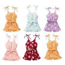 Citgeett Summer Toddler Baby Girl Daisy Flower Romper Jumpsuits Straps Sleeveless Buttons Tie Waist Playsuits Outfits Clothes 2024 - buy cheap