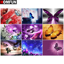 HOMFUN Diamond Painting Cross Stitch "Butterfly flowers" 5D DIY Diamond Embroidery Full Square/round Rhinestone Of Picture 2024 - buy cheap