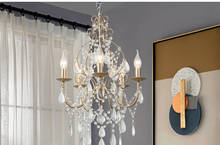 Американская Загородная люстра, ретро Серебристая хрустальная лампа для спальни, гардероба, магазина одежды, ресторана 2024 - купить недорого