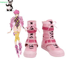 JOJO's Bizarre Adventure-zapatos para Cosplay, botas largas de cuero, color rosa, Golden Wind Trish, hechas a medida para Halloween 2024 - compra barato