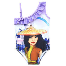 Traje de baño de una pieza para niñas, Bikini con lazo y hombros descubiertos, traje de baño de una pieza con diseño de dragón Raya y The Last 2024 - compra barato