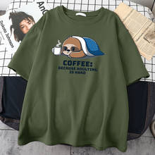 Sloth porque adultos é cabeça de impressão camiseta masculina estilo camiseta grande camisetas de moda enfeite de pescoço simples camiseta vintage camiseta masculina 2024 - compre barato