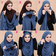 Women's Two Loop Ready To Wear Instant Hijab Jersey Scarf Muslim Cotton Blend head scarf Islamic shawls Arab Headscarf 2024 - buy cheap