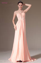 Vestido de noite cor-de-rosa, com mangas e apliques de chiffon, longo, vestido longo de casamento com contas, vestido de formatura árabe saudita 2024 - compre barato