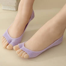 Calcetines de Yoga de fibra de Aloe para mujer, medias deportivas finas con punta abierta, calcetín Invisible antideslizante, 1 par, 676977 2024 - compra barato