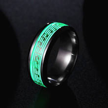 Hot Sale Luminous Music Note Rings Men Women Stainless Steel Glowing In the Dark Fluorescent Ring Wedding Fashion Jewelry 2024 - buy cheap