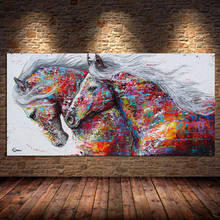 Pintura abstracta en lienzo de dos caballos corriendo, carteles e impresiones de animales, imágenes artísticas de pared para decoración de sala de estar, Cuadros sin marco 2024 - compra barato