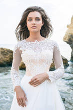 Lace Wedding Dress 2020 Long Sleeve Sexy Party Dress vestido de novia White/Lvory Bride Dresses Chiffon Elegant Wedding Gowns 2024 - buy cheap