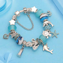 Attritto-pulsera de plata de tortuga y Dolphinn para mujer, brazalete de cristal hecho a mano, de caballito de mar y estrella de mar, SBR190412 2024 - compra barato