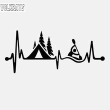 Volkrays Fashion Car Sticker Camping Tent Kayak Heartbeat Motorcycle Accessories Reflective Vinyl Decal Black/Silver,5cm*14cm 2024 - buy cheap