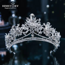 Himstory luxuoso casamento tiaras coroas de cristal grande flor noivas headbands noite headdress nupcial acessório cabelo 2024 - compre barato