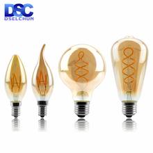 Retro LED Spiral Filament Light Bulb 4W 2200K 220V-240V C35 A60 T45 ST64 T185 T225 G80 G95 G125 Vintage Edison LED Lamp 2024 - buy cheap