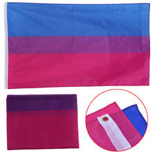 Bandera Bisexual con doble costura, cartel de Orgullo Gay lesbiana, LGBT, lienzo, 150x90, 3x5 pies, novedad 2024 - compra barato