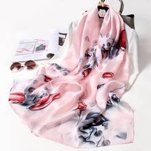 Spring Pure Silk Scarves for Women 100% Natural Silk Chinese Painting Style Scarf Elegant Neckerchief Shawls Wraps for Ladies 2024 - buy cheap