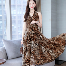 2020 Summer New Arrival Bohemian Style V Collar Leopard Sleeveless Hanter Woman Chiffon Long Dress DA868 2024 - buy cheap