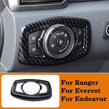 Apto para ford ranger everest endeavor acessórios 2015 -2019 2020 cor de fibra de carbono farol interruptor capas decorativas 2024 - compre barato