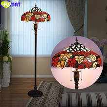 FUMAT Tiffany Floor Lamps 16 18 Inch Stained Glass Shade Red Maple Leaf European Style Hand Craft Arts Lights Bronze Iron Frame 2024 - buy cheap