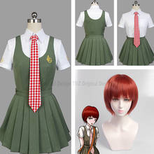 Disfraz de Anime Danganronpa Koizumi Mahiru, peluca corta roja, camisa, falda, corbata, fiesta de Halloween y Navidad, uniforme para niña y mujer 2024 - compra barato