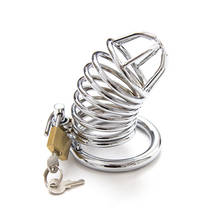Prison Bird Male Stainless Steel Cock Cage Penis Ring Chastity Device catheter with Stealth New Lock Adult Sex Toy 2024 - buy cheap