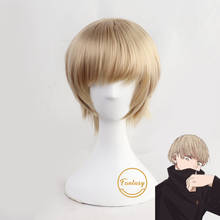 Anime Jujutsu Kaisen Toge Inumaki Short brown Cosplay Heat Resistant Synthetic Hair Halloween Party + Free Wig Cap 2024 - buy cheap