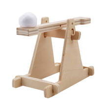 Diy conjunto de madeira trebuchet catapulta modelo do veículo kits crianças experimento científico pequeno brinquedo invenção física presente 2024 - compre barato