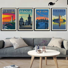City Landmark Building Home Decoration Painting New York Sydney Chicago Living Room Wall Art Canvas Poster Yearning Place Print 2024 - buy cheap