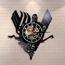 Relógio de parede viking nórdico, relógio de parede com gravação de vinil medieval, vintage escandinavo, odin, asgard, valhall, thor, ragnarok, runas retrô guerreiro 2024 - compre barato