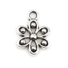 100 PCs Hollow Flower Charms Zinc Based Alloy Antique Silver Color Pendants For DIY Fashion Jewelry Making14mm x 10mm 2024 - buy cheap