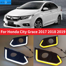 LED Daytime Running Light For Honda City Grace 2017 2018 2019 Waterproof Yellow Turn Signal Indicator Light Bumper Lamp 2024 - buy cheap