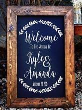 Wall Decal Wedding Welcome Sign Chalkboard Vinyl Sticker Personalized Name Bride And Groom Custom Rustic Poster Decor LW702 2024 - buy cheap