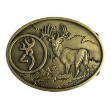 Retail New Oval Bronze Deer cowboys Belt Buckles With Pewter Fashion Mens Womens Jeans Accessories fit 4cm Wide Belt Best Gift 2024 - buy cheap