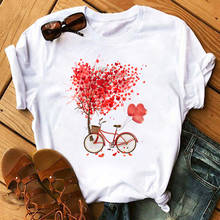 Camiseta Hipster para mujer, remera con estampado de corazón rojo rosa negro, camisetas para mujer de estilo Harajuku, Camisetas estampadas para mujer 2024 - compra barato