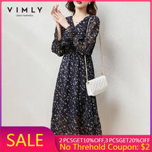Платье VIMLY женское с V-образным вырезом, Элегантное Длинное эластичное шифоновое, с цветочным принтом, с высокой талией, F6608 2024 - купить недорого