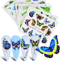 3D акварельные бабочки Слайдеры для нейл-арта водная переводная наклейка синяя наклейка на День святого Валентина украшение для ногтей тату маникюр 2024 - купить недорого