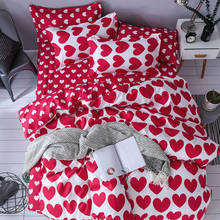 KELUO Home Textile 3/4pcs King Size  Bedding Sets Duvet Cover Sets Pillowcases   Flat sheet RED Love print Dropshipping 2024 - buy cheap