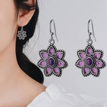 Vintage Purple Crystal Petal Earrings For Women Flower Earings Female Ears Jewelry Accessories 2024 - buy cheap