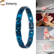 Vinterly-pulsera magnética azul para hombre y mujer, brazalete Unisex de acero inoxidable para la salud, energía, germanio, holograma 2024 - compra barato