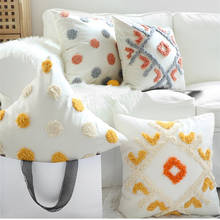 Handmade Morocco Geometric Embroidery Pillow Cover Orange Grey Dot Wave Cushion Cover Decorative Pillow Case Pillow Sham 45x45cm 2024 - buy cheap