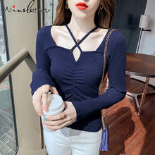 Spring Fall European Clothes Cotton T-Shirt Girls Chic Sexy Hollow Out  Women Tops Long Sleeve Drape Slim Tees 2021 New T11901A 2024 - buy cheap