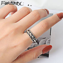 Foxanry 925 Stamp Finger Rings for Women Vintage Simple Geometric Handmade Thai Silver Trendy Jewelry Party Gifts 2024 - buy cheap