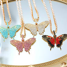 JJFOUCS роскошные ожерелья-чокер с CZ цепочкой для женщин, 4 цвета, кристальная бабочка, кулон, ожерелье, 2020, модные вечерние ювелирные изделия 2024 - купить недорого