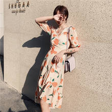 Beach Bohemian Print Long Dress Vintage Casual V neck Womens Clothing Party Dresses oversized Floral Maxi Dress Retro Orange 2024 - buy cheap