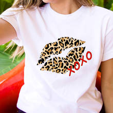 Camiseta feminina estampada com estampa de leopardo, 100% algodão casual, gola redonda, manga curta 2024 - compre barato